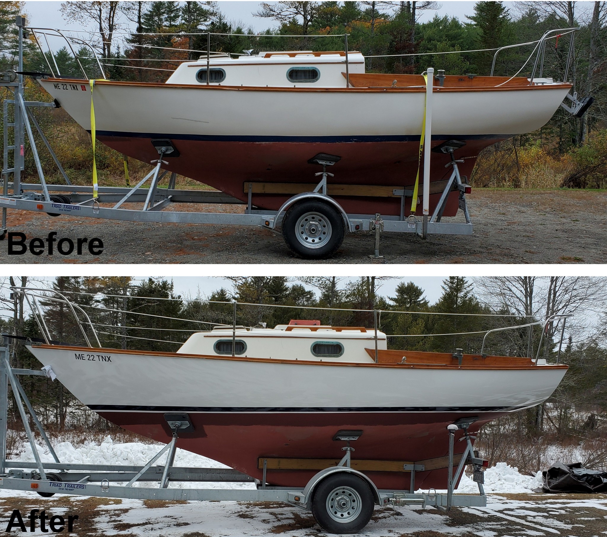 Topsides and waterline paint--before and after