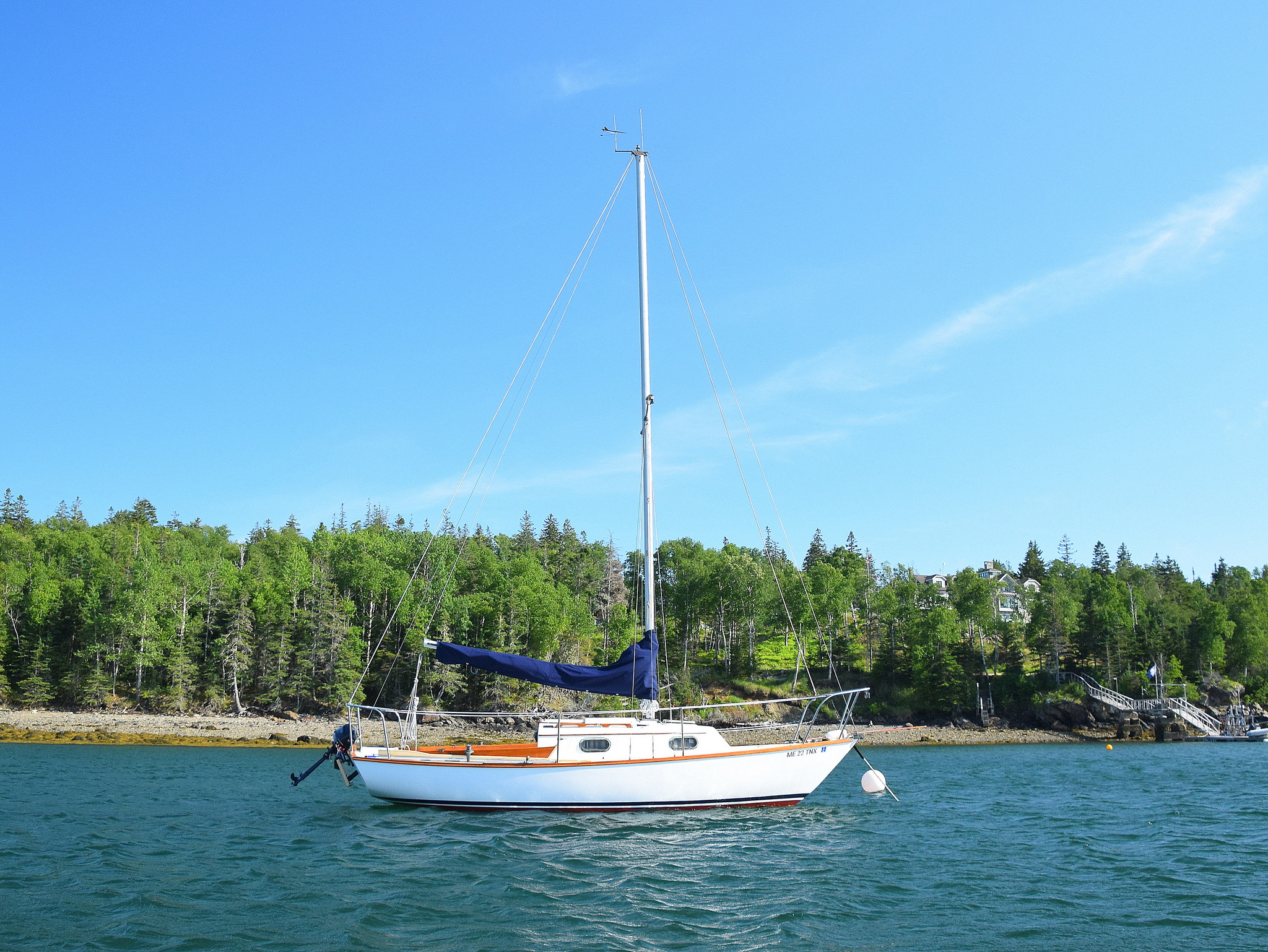 Arietta on her mooring after the refit