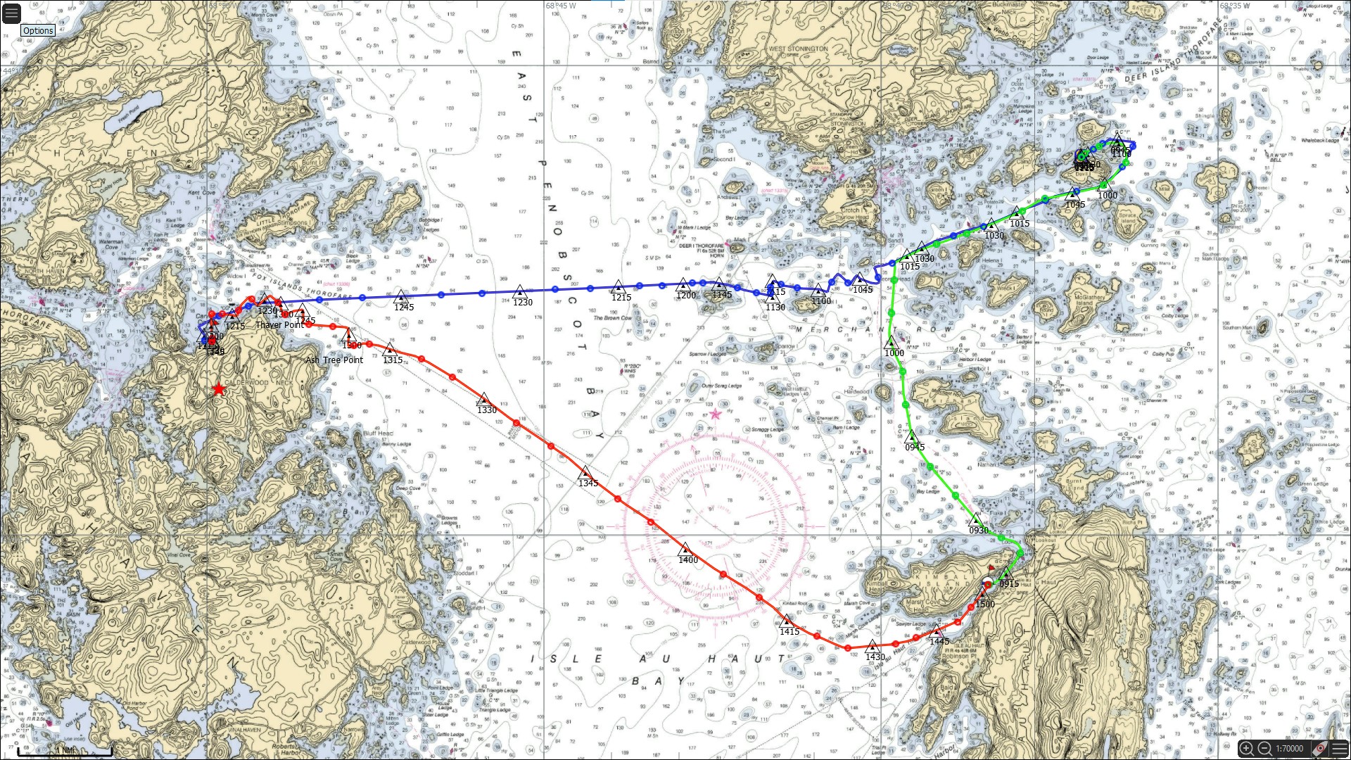 Track of our 3-day cruise