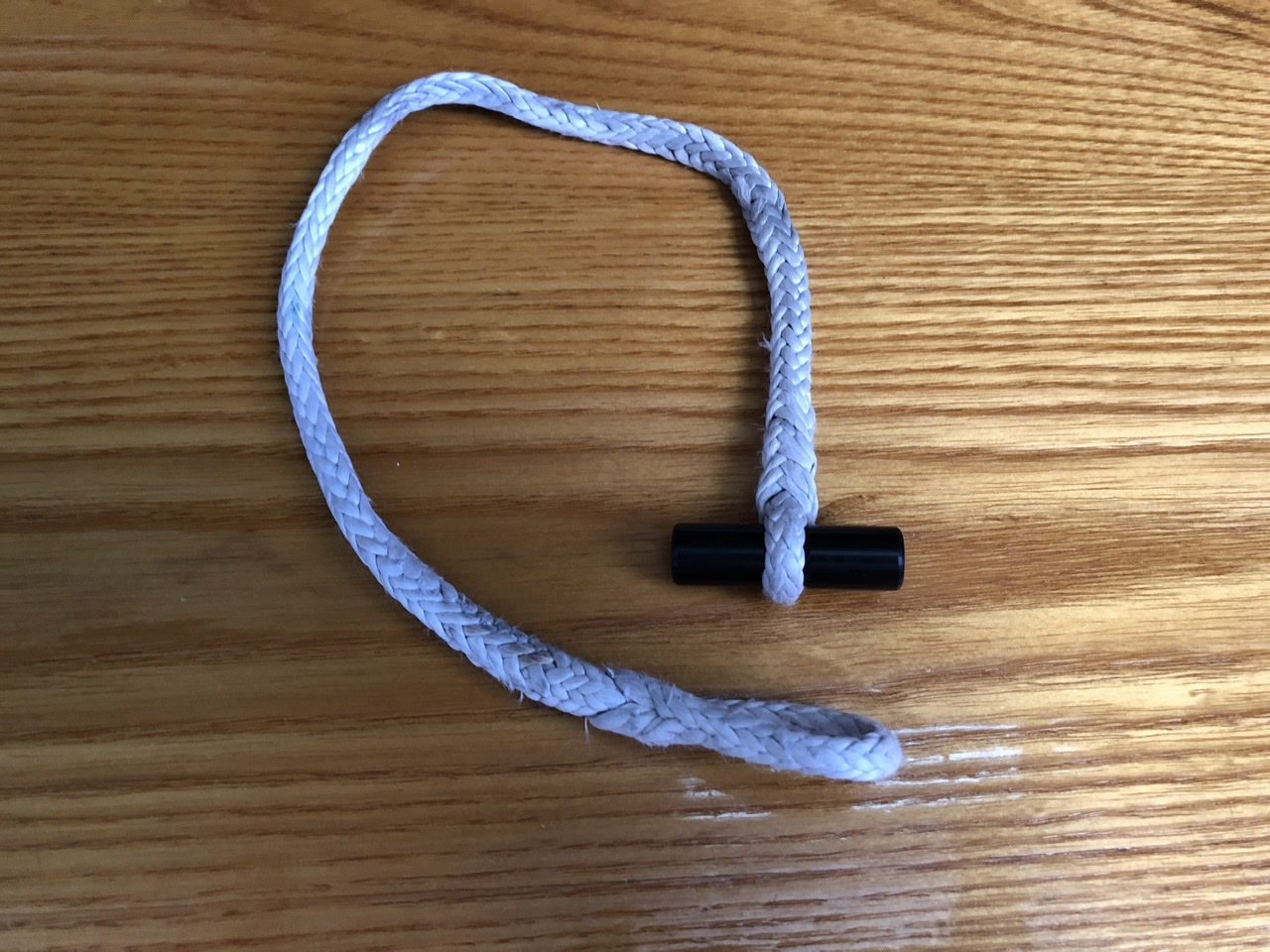 Dyneema toggle soft shackle I made with Abednego Marine aluminum toggle.