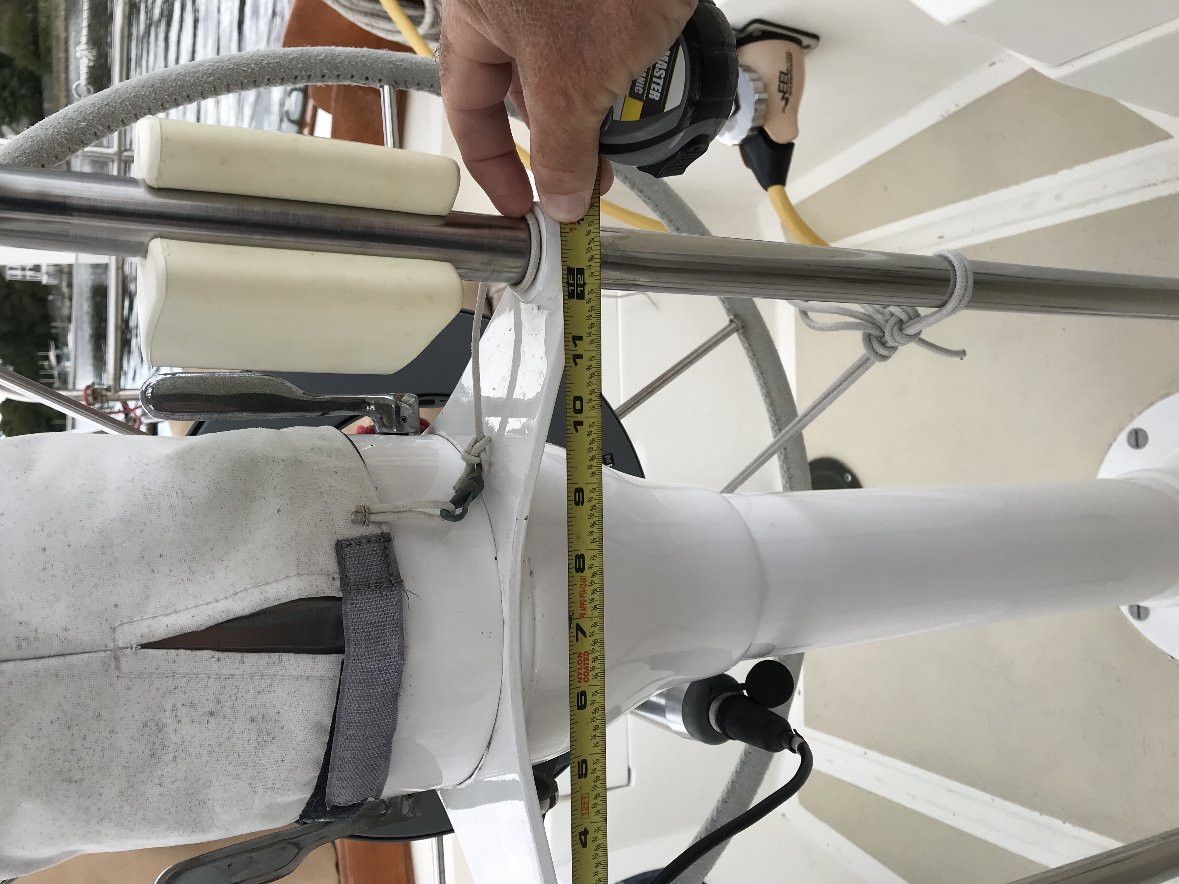 Old guard bracket and width measurement.