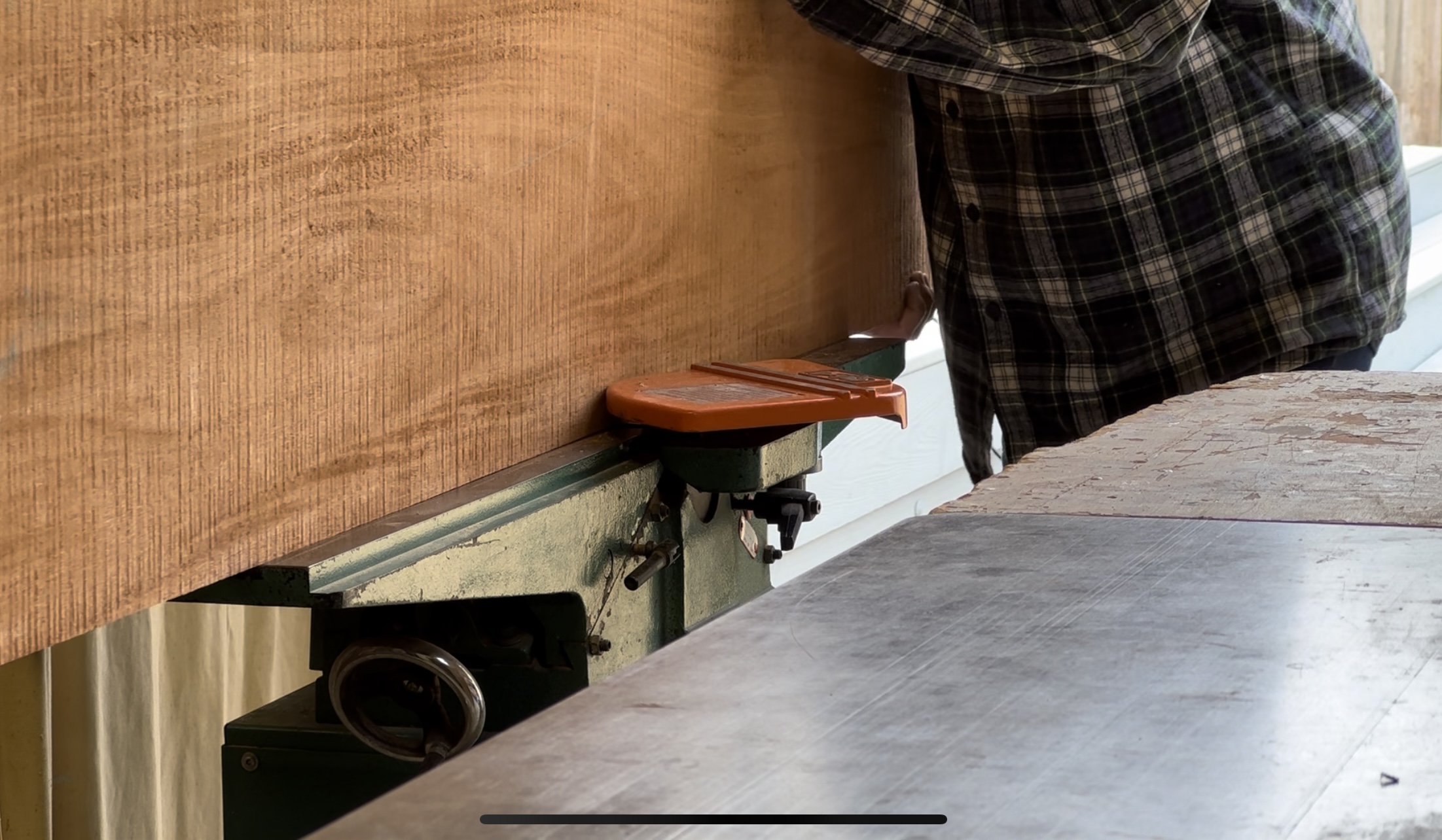 Running the edge over the jointer.