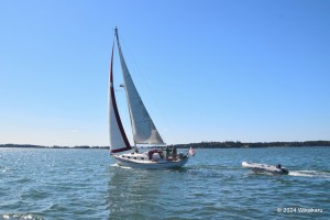 Astarte sails out into Southern Harbor, Fox Islands Thorofare, Maine