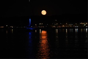 Moonrise over Milford Harbor, CT