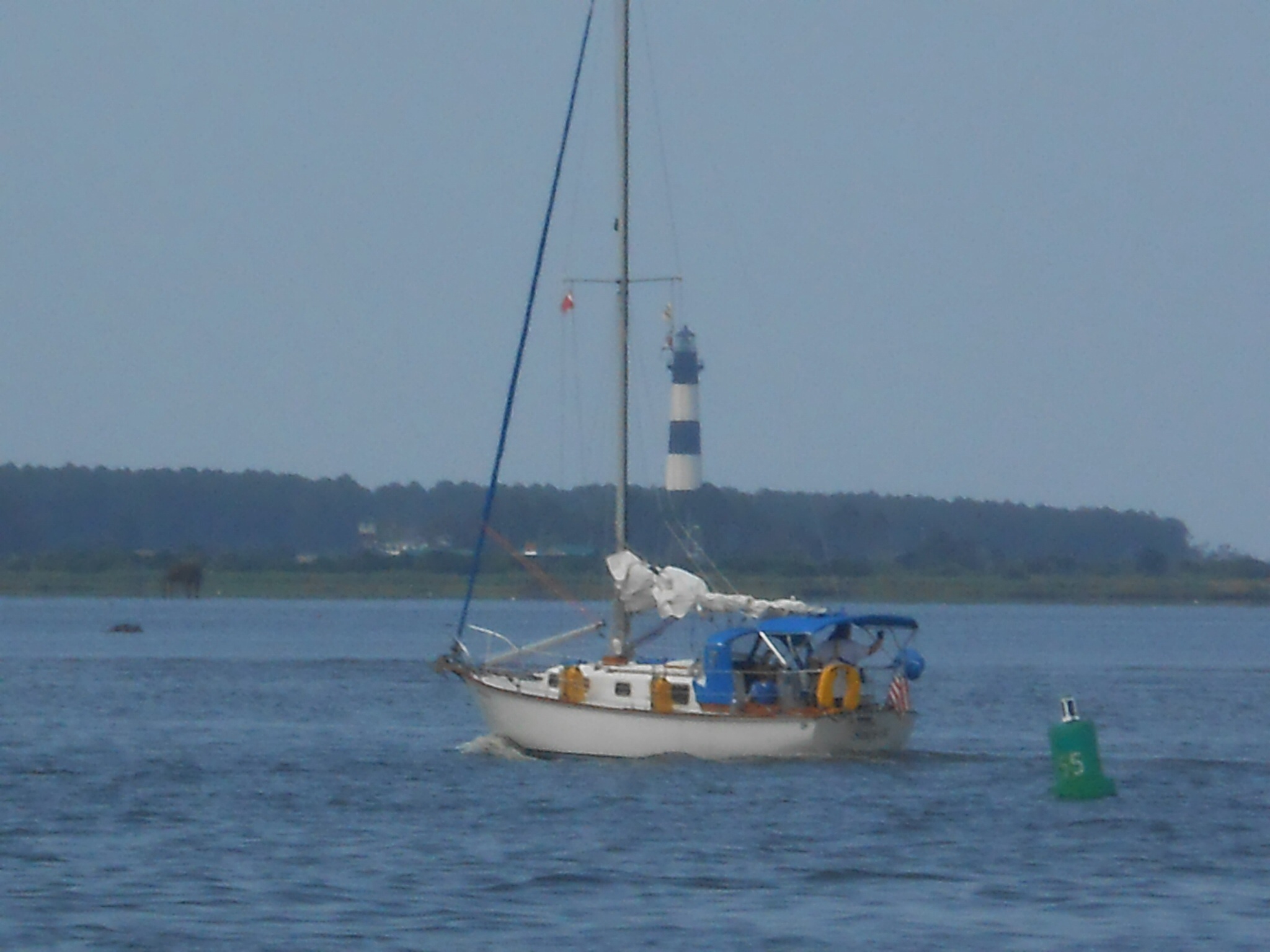 Entering Roanoke Island Channel by Bodie Island Lighthouse.