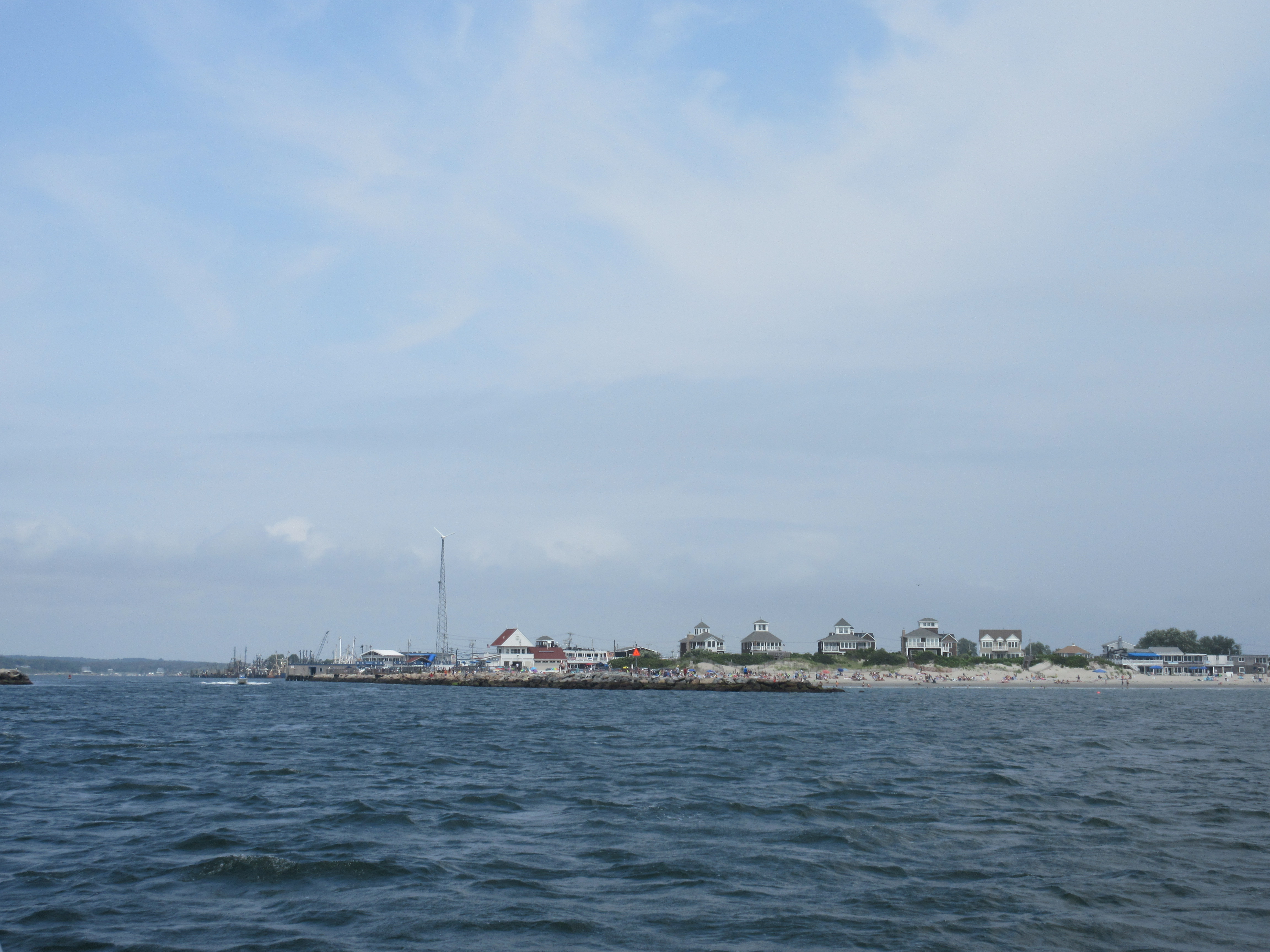 Entering between the breakwaters at Point Judith Harbor of Refuge