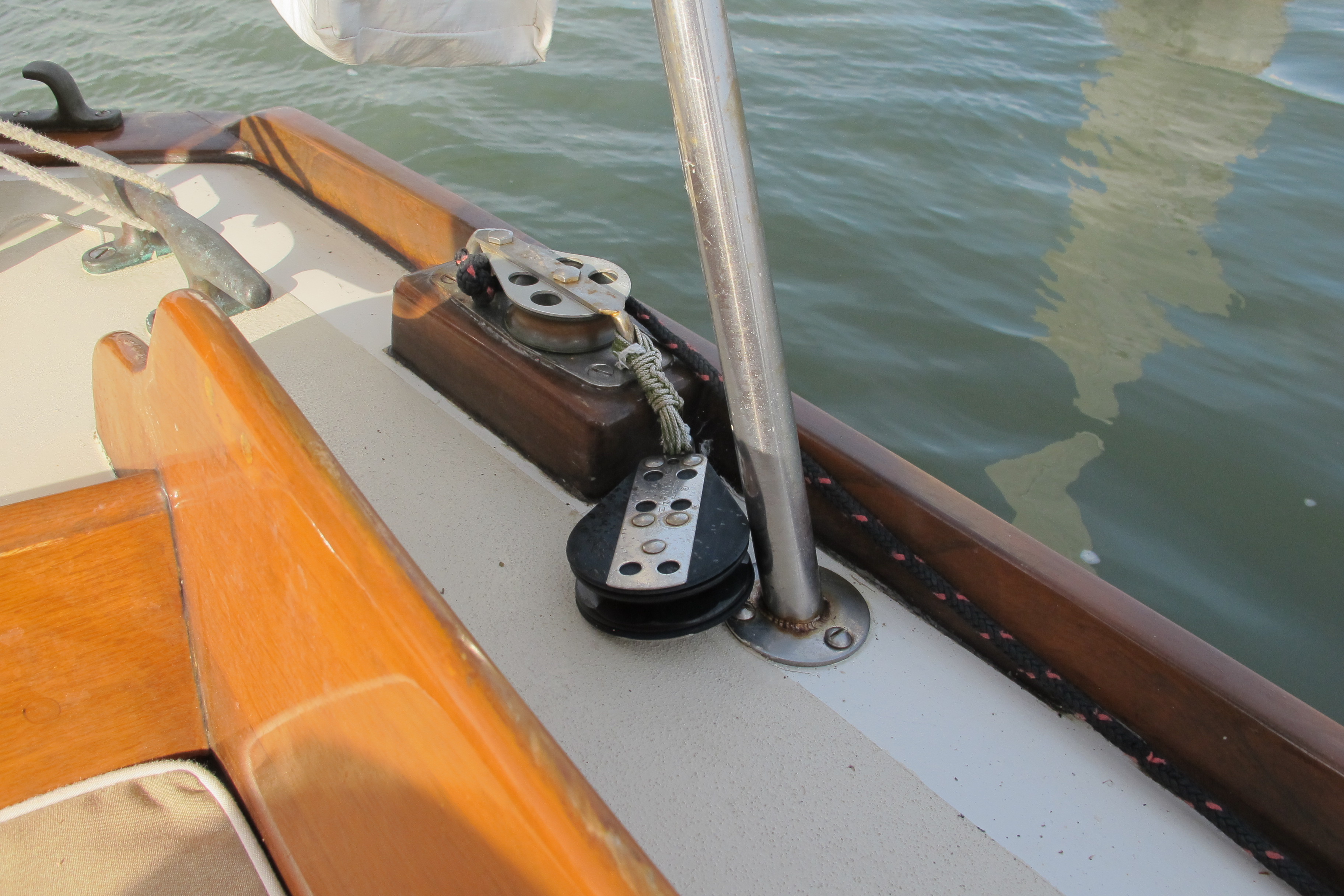 I'm using the hard mounted block for the Jib fuller. it used to be on the attached block.  There are two hard mounted blocks, on each side of the transom. what are these used for ?