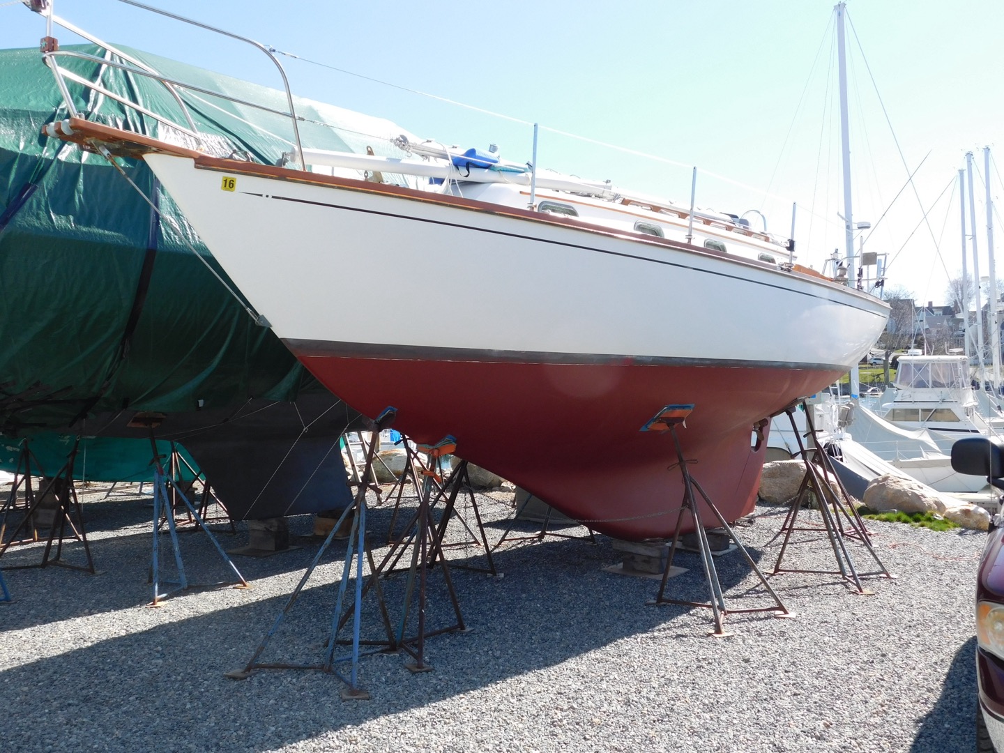 Red ablative undercoat applied directly to the epoxy barrier coat