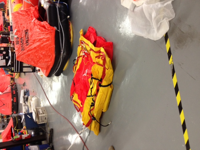 Life Raft removed from valise and sealed membrane