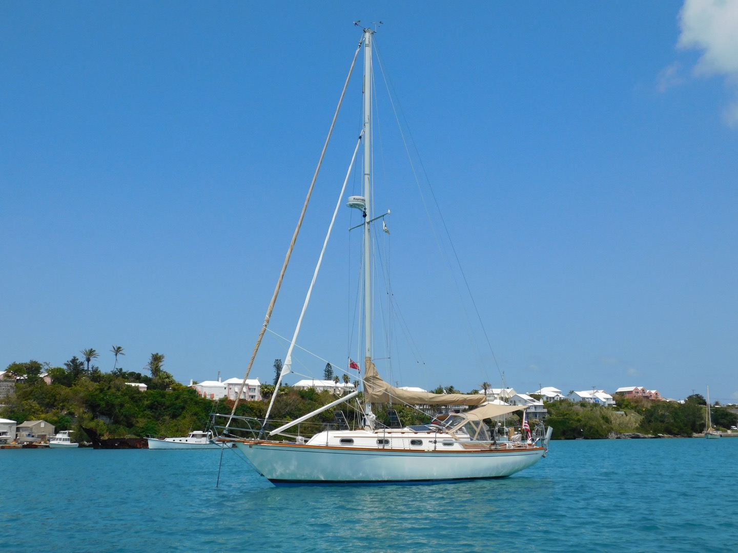 At anchor in St.Georges harbor, Bermuda.