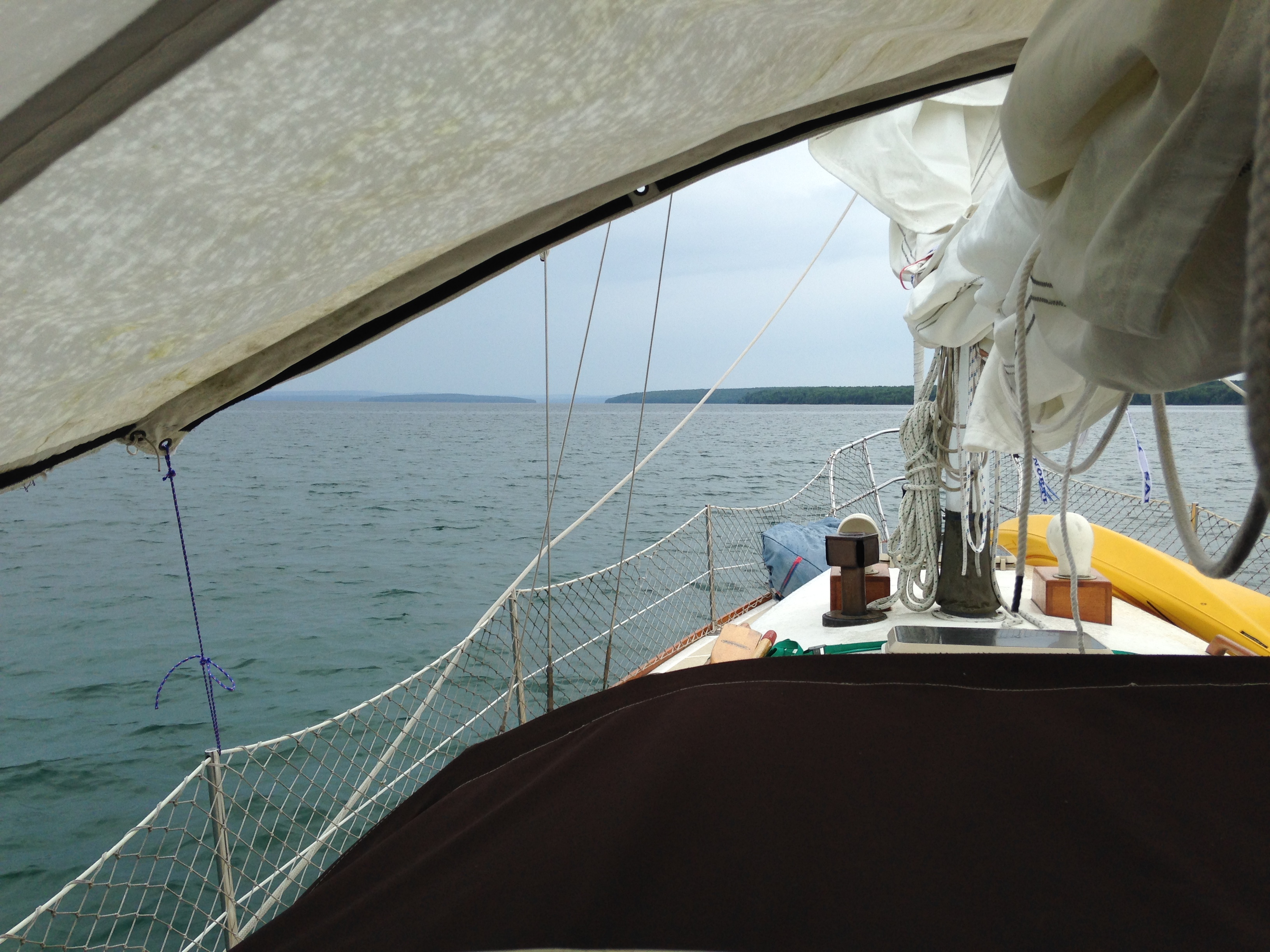 Anchored in the rain off Stockton Island