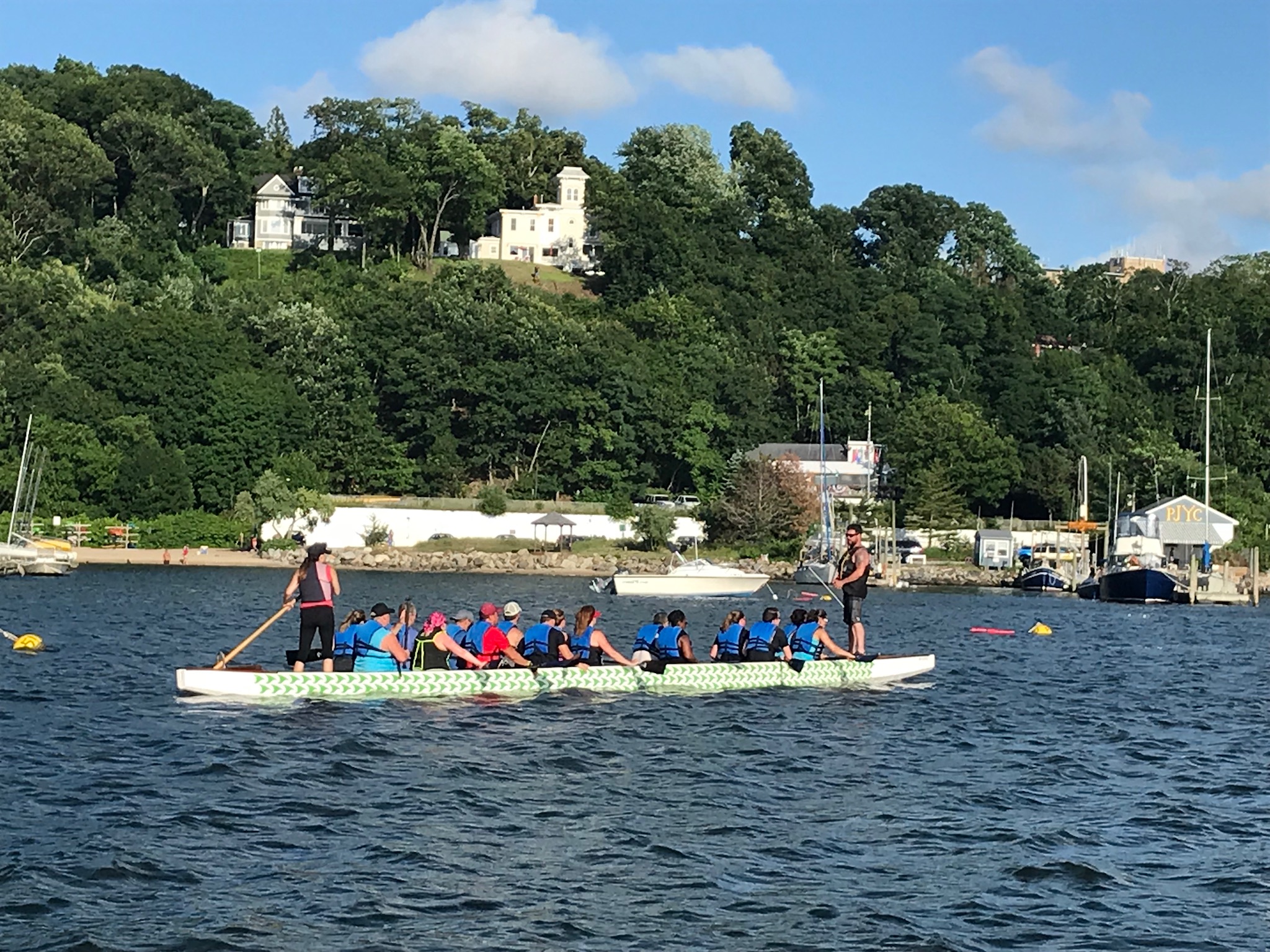 Dragon boat paddling practice