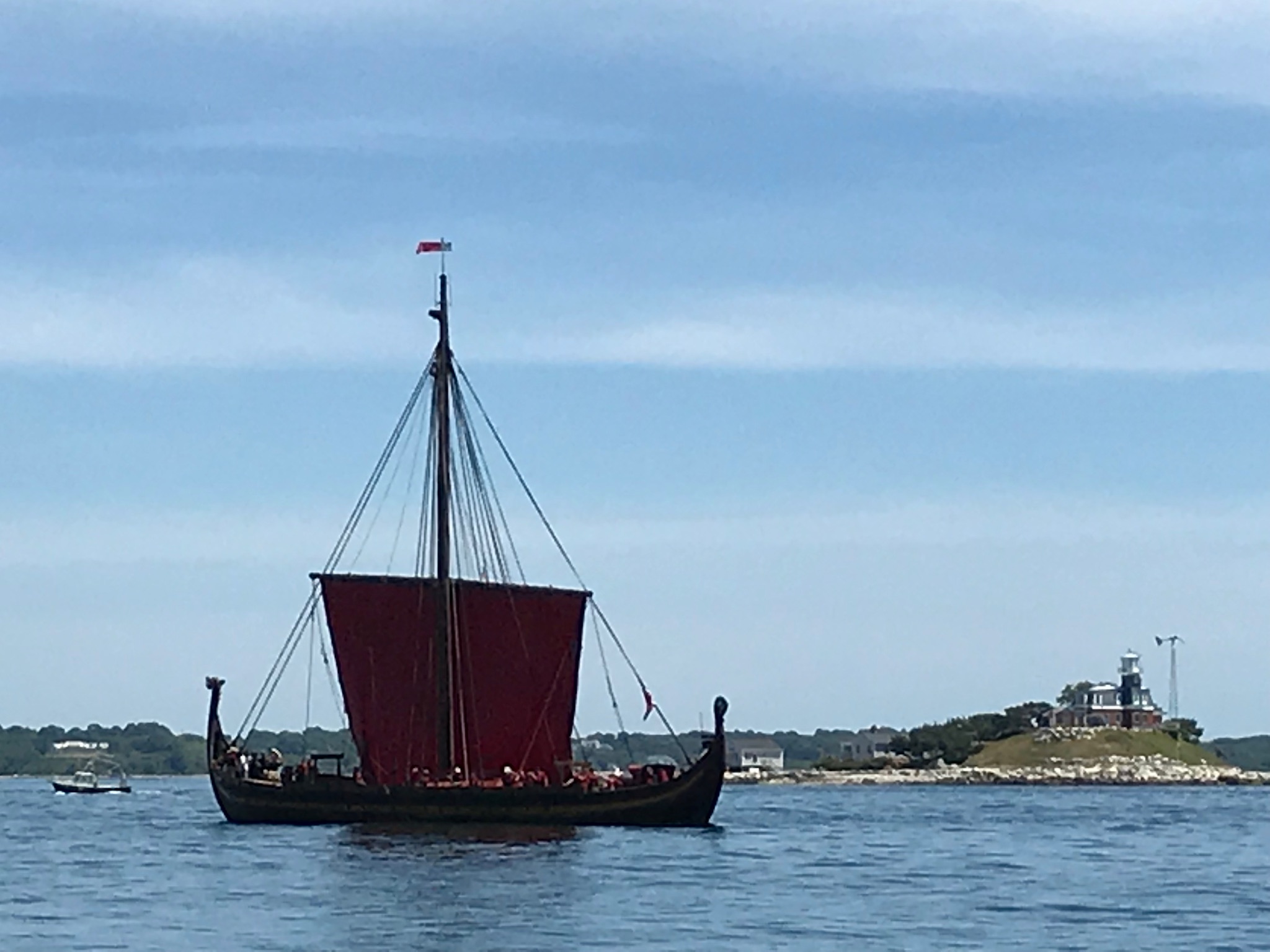 The Viking ship Draken Harald Hårfagre on Fisher’s Island Sound