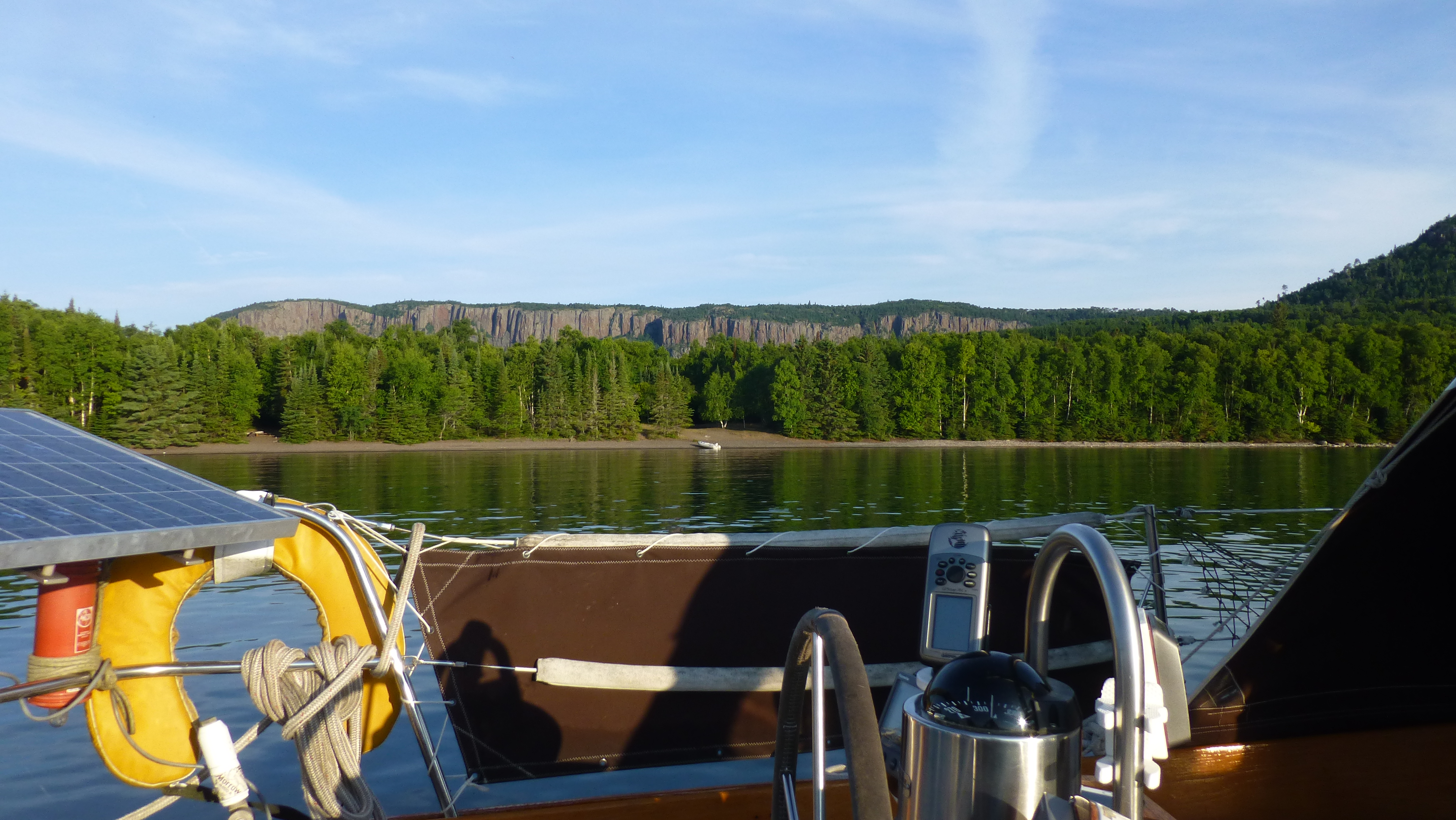 Morning in Tee Harbour with the Sleeping Giant in the background.