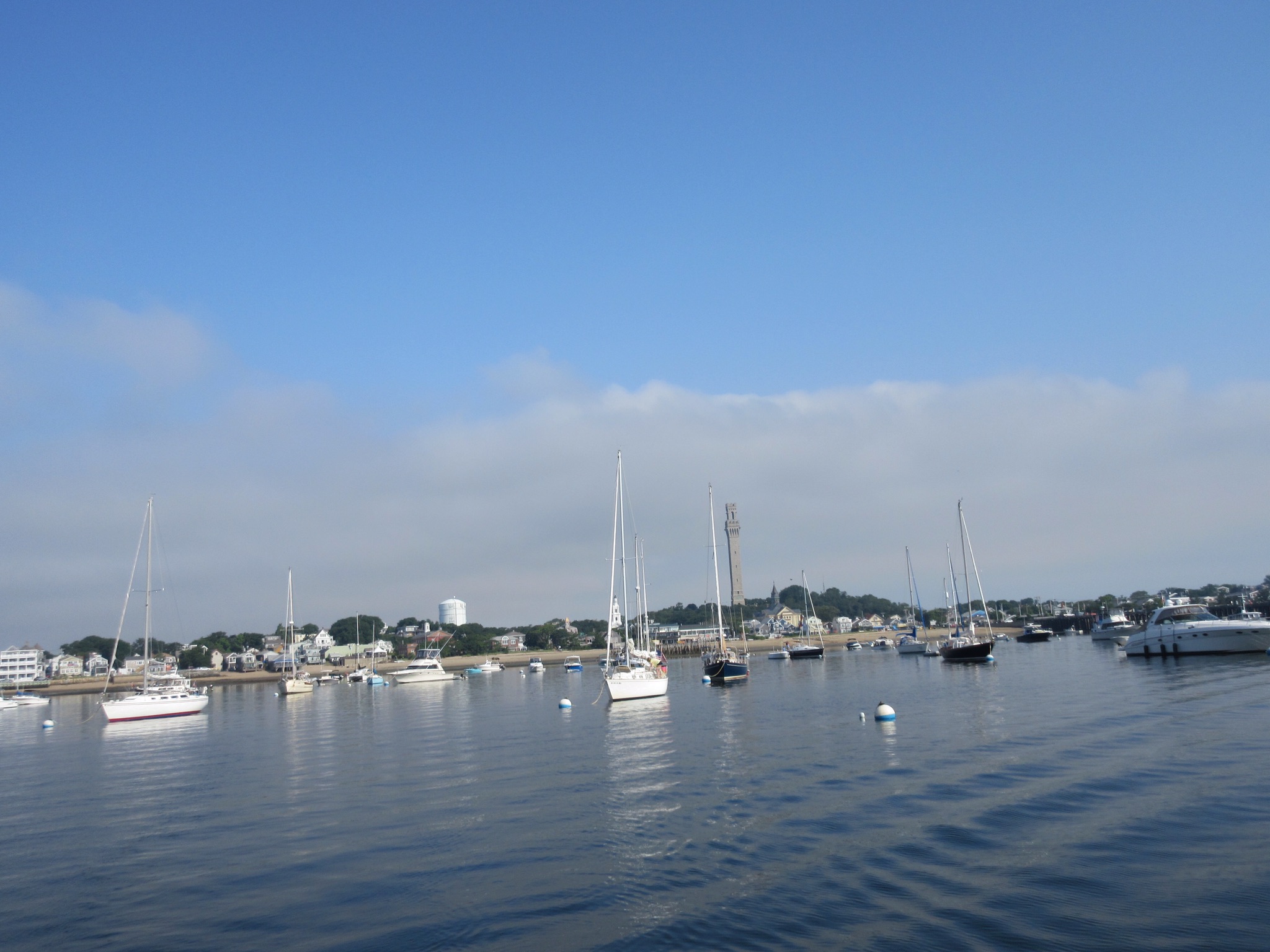 About 9 AM and the fog has burned off over the harbor, but NOT at sea.