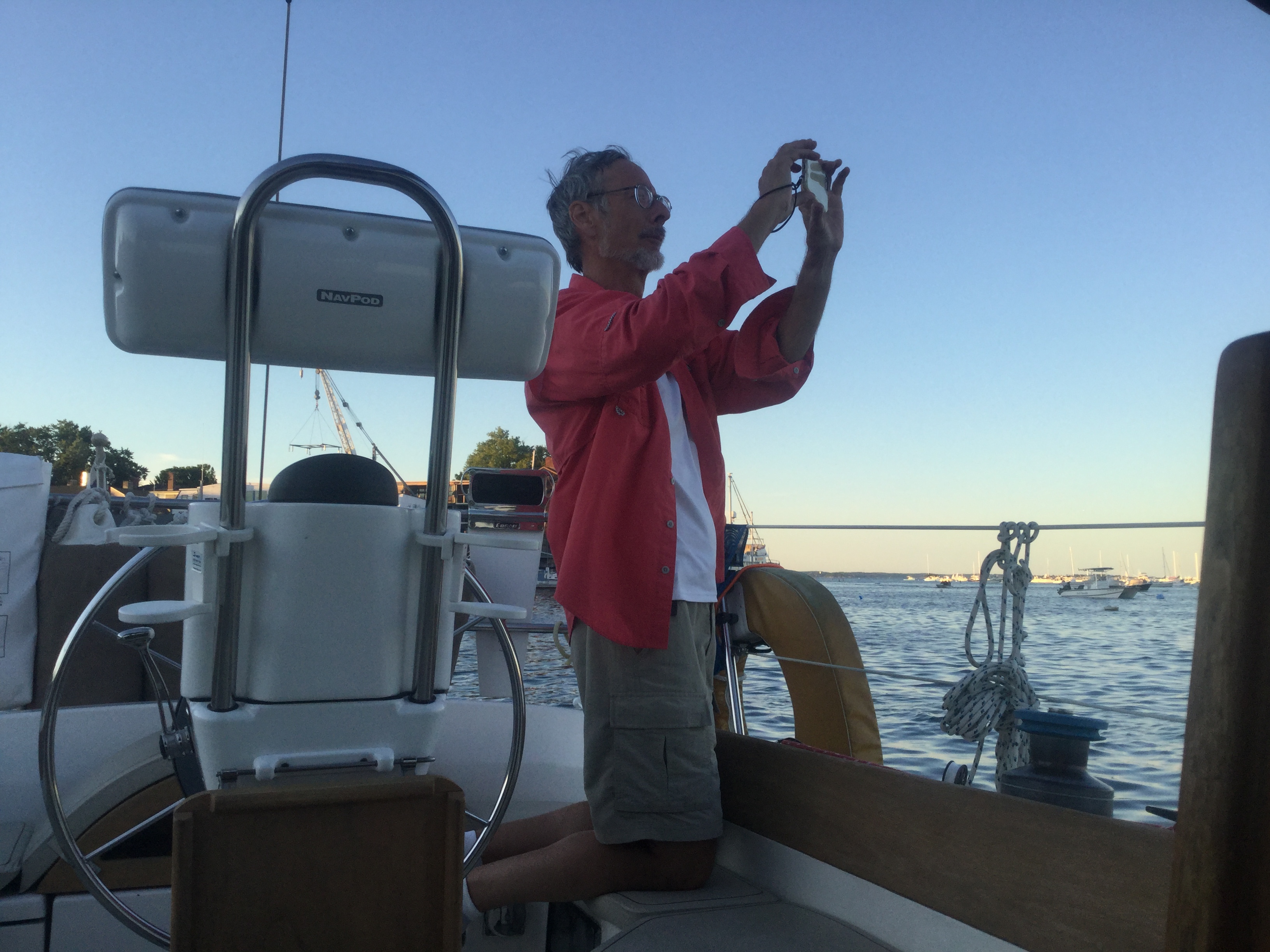 19 Jul 2018.  Bruce Halley aboard Realization in Marblehead Harbor, MA.