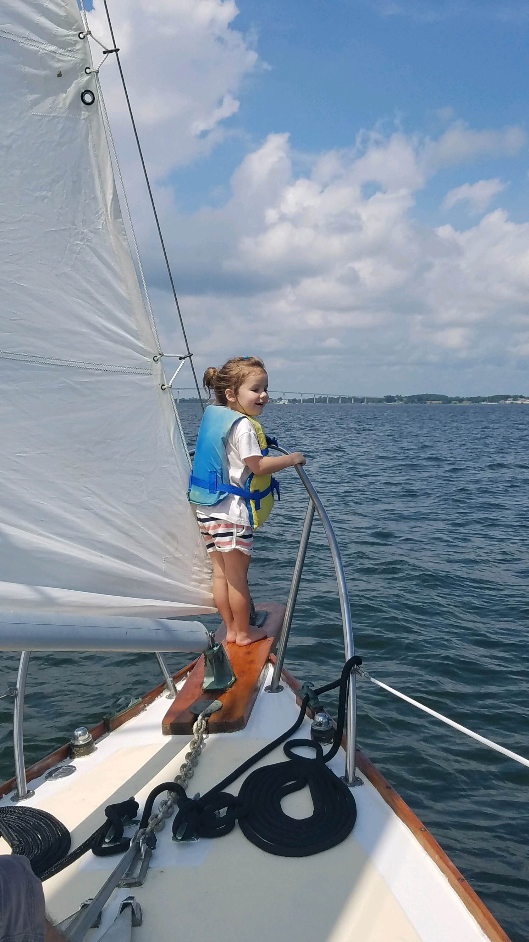 Off of Pax River in the Chesapeake Bay.  Note Club jib