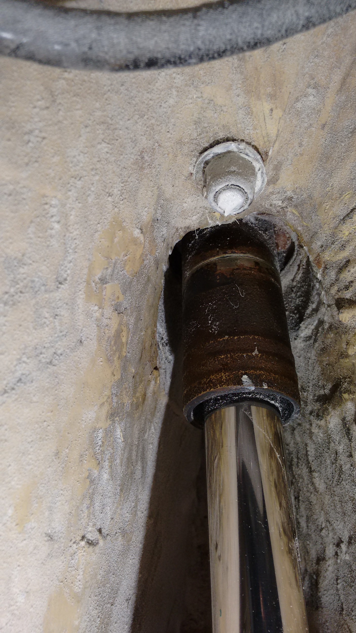 A brazed extension was added to the original stern tube to allow for conventional hose clamps in the open