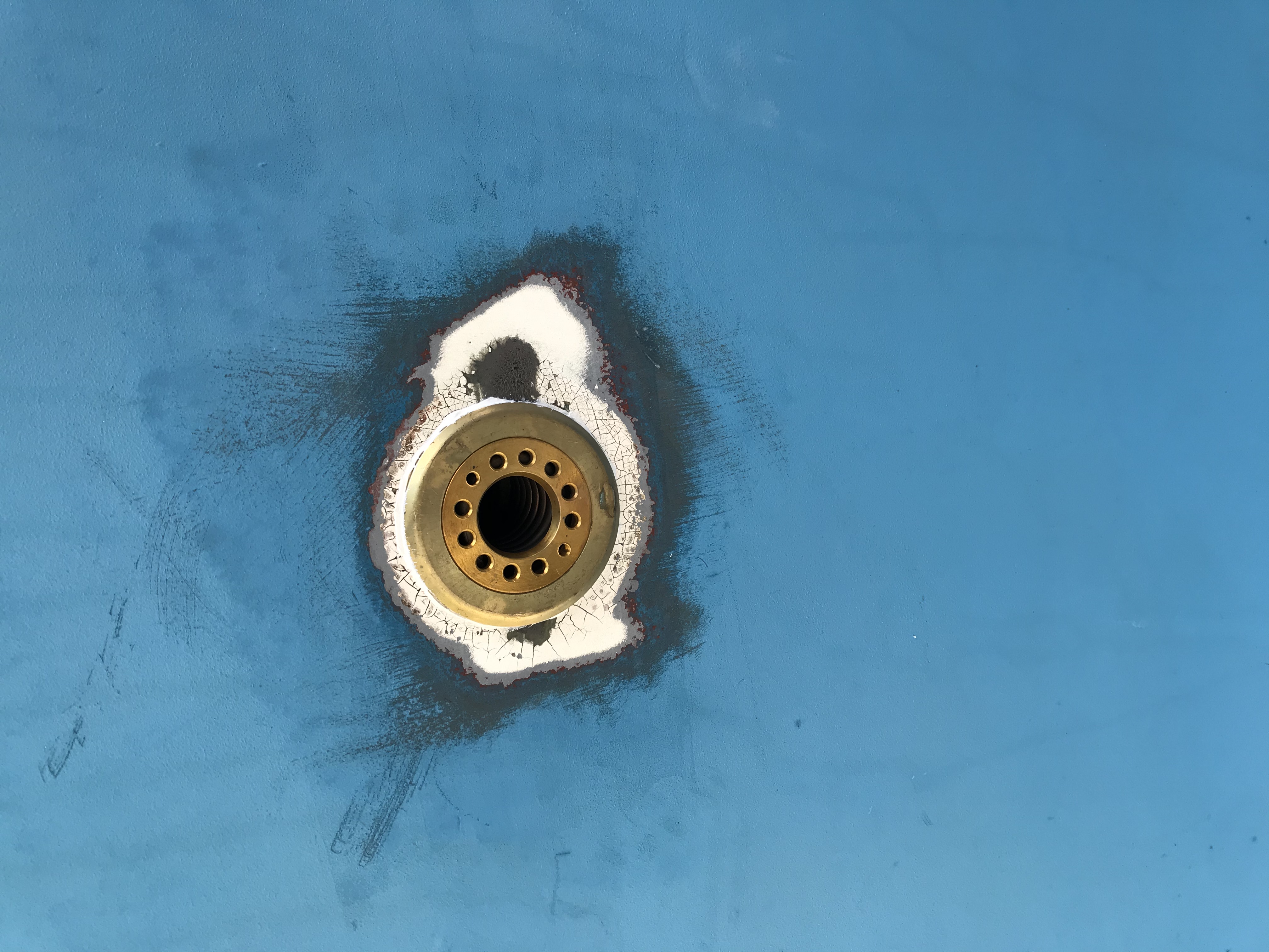 New “heat exchanger” throughhull installed.