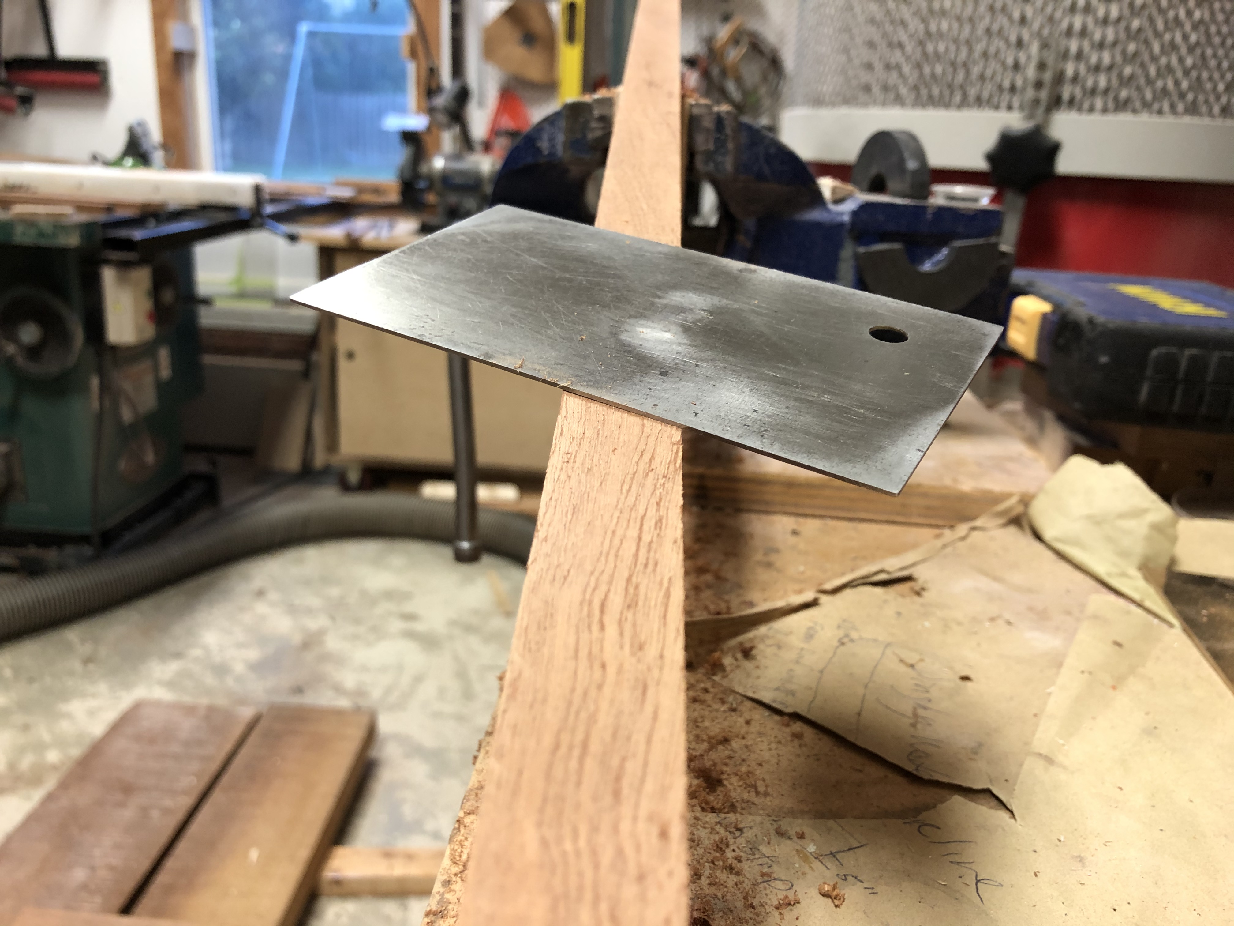 Using a cabinet scraper this evening to smooth out the mahogany for the rails and stiles for the new distribution panel.