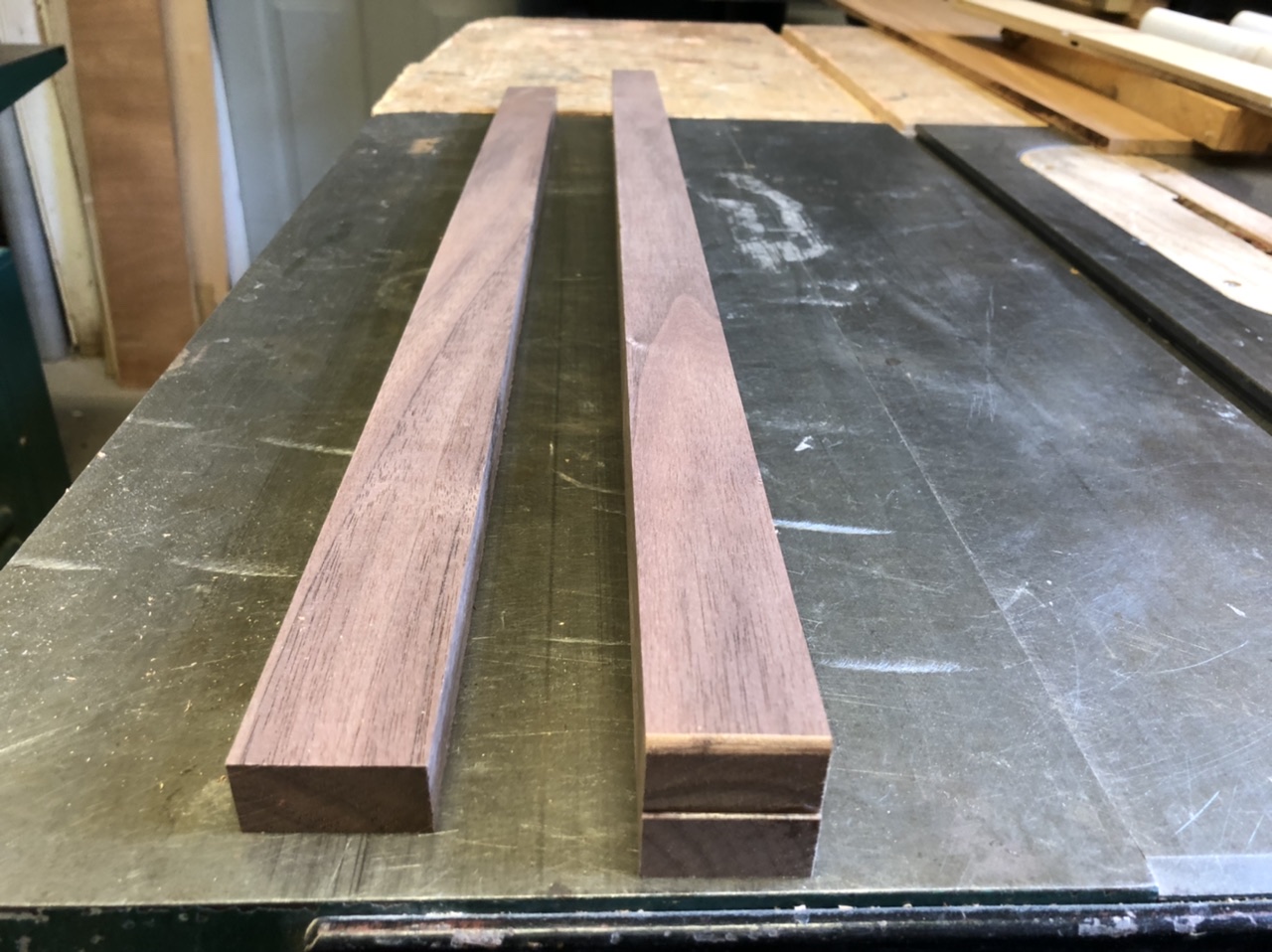 The walnut is ready for dadoing then cutting to length.